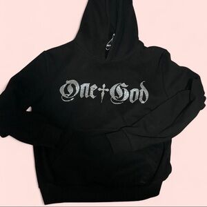 Black One+God Graphic Hooded Sweater